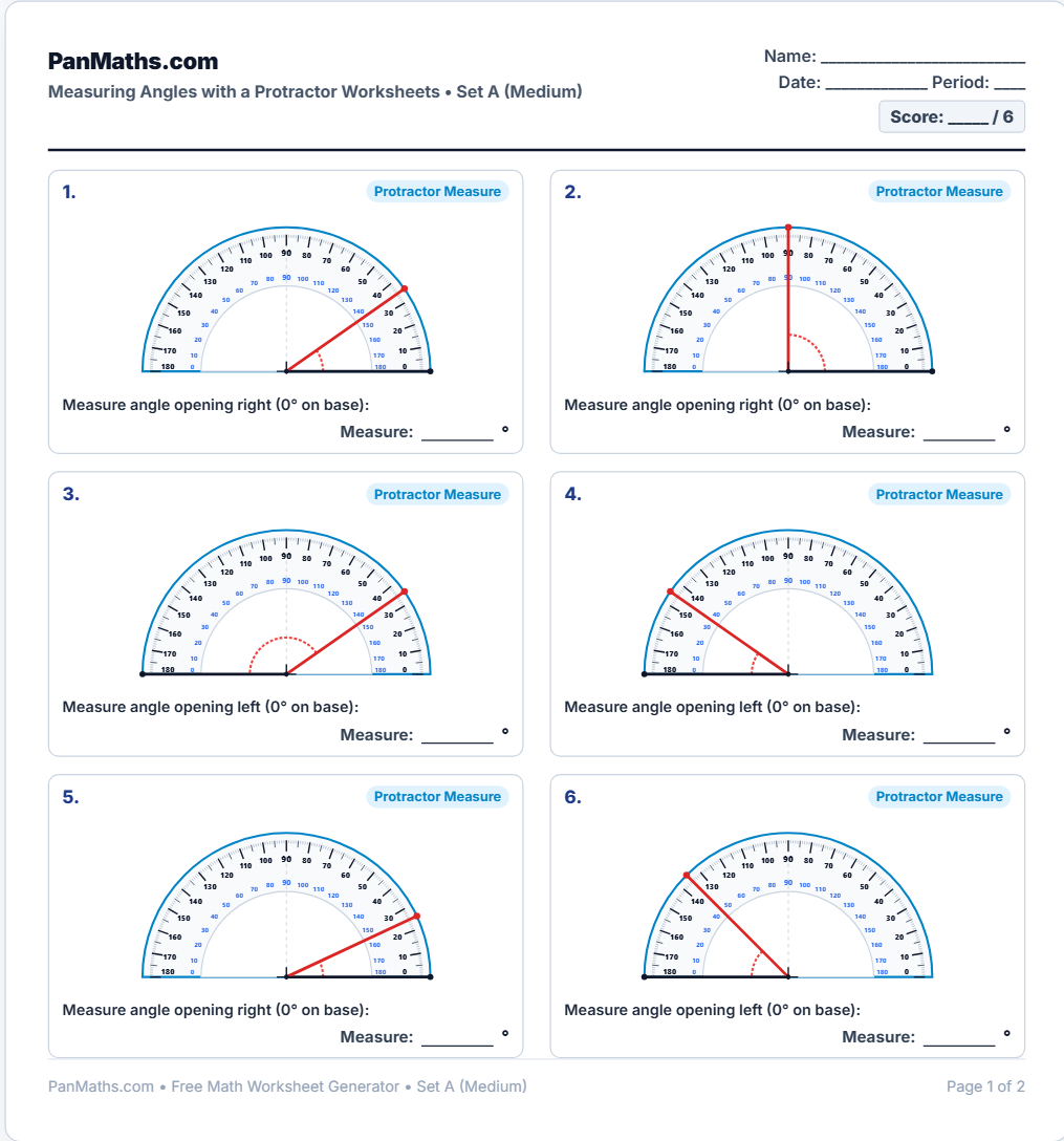 Grade 4 Measuring Angles Worksheets | PanMaths