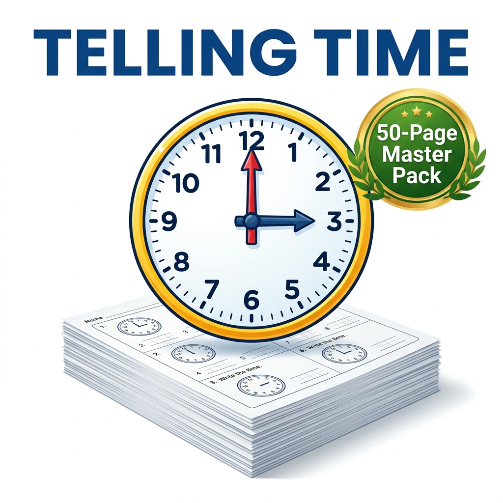Telling Time 50-Worksheet Master Workbook
